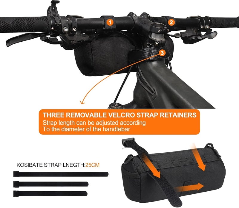 ‎KOSIBATE Bike Handlebar Bag,Bicycle Handlebar bag,Bike Frame Bag with Shoulder Strap,Bicycle Front Bag Fram Storage Roll Bag Mountain Road Bikes Bicycle Accessories, Bike Pouch for Bicycle ( - Image 2
